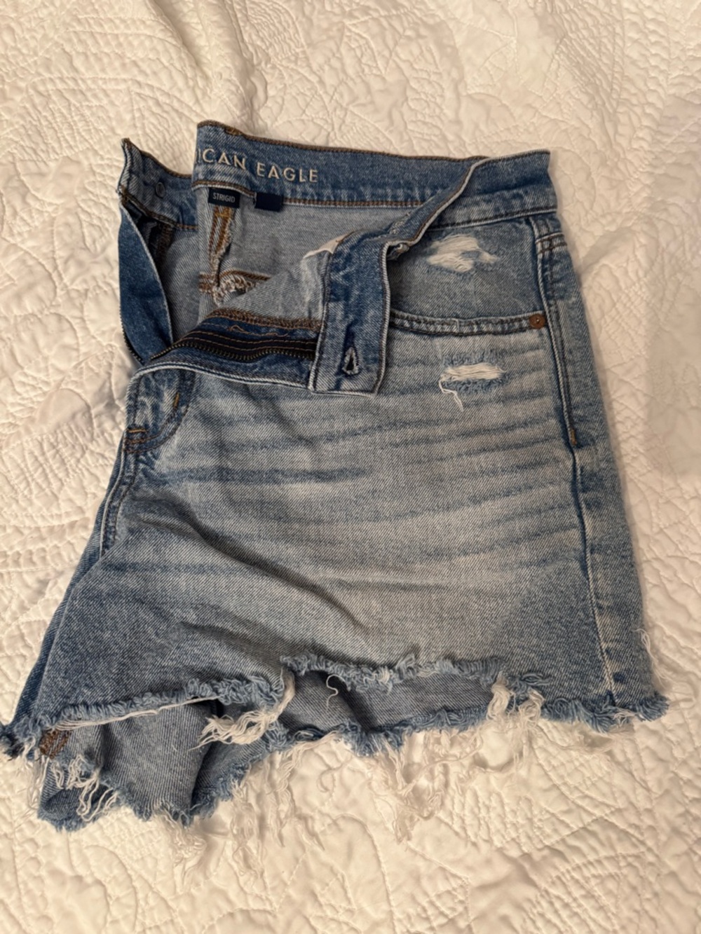American Eagle Outfitters Light Blue Distressed Denim Jean Shorts
